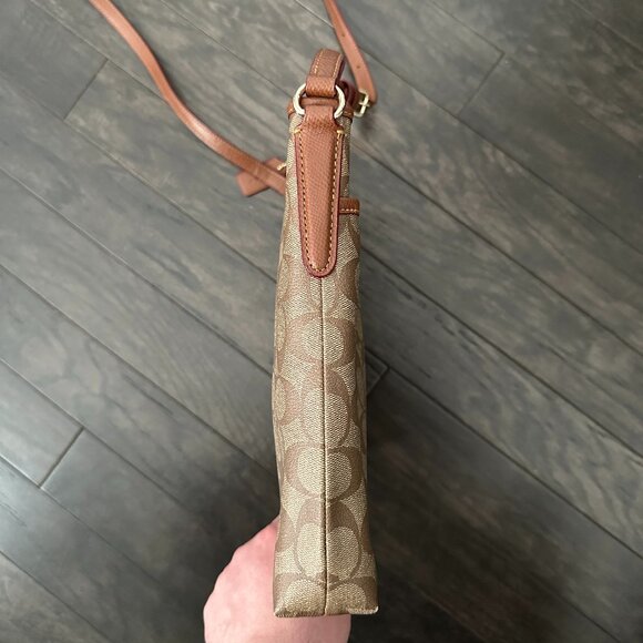 Coach Signature C File Khaki & Brown Canvas Crossbody Bag - Picture 7 of 12